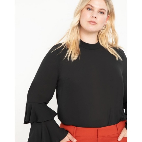 Eloquii Dramatic Sleeve Top Black Size 14 - Picture 7 of 7